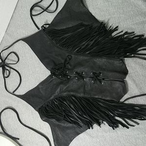 Leather Fringe halter top